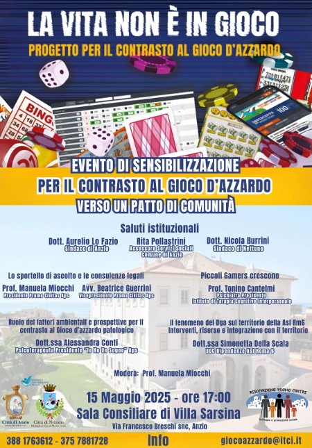 Gioco d’azzardo, incontro a Villa Sarsina