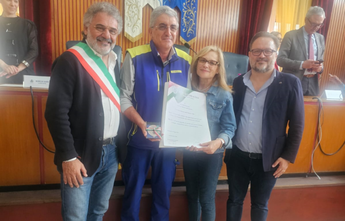 Orlando Scaccia, premiato dal Comune di Terracina dopo l’onorificenza del Quirinale