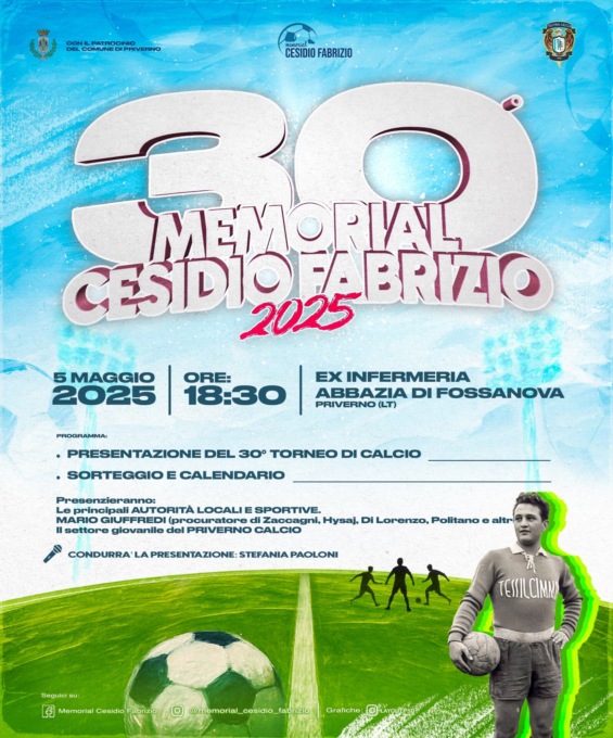 Presentato il Memorial Cesidio Fabrizio, 30esima edizione