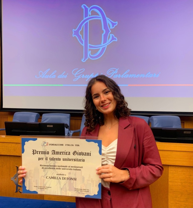 A Camilla Di Fonsi il premio America Giovani al talento universitario