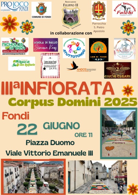 Corpus Domini, il 22 giugno l’infiorata