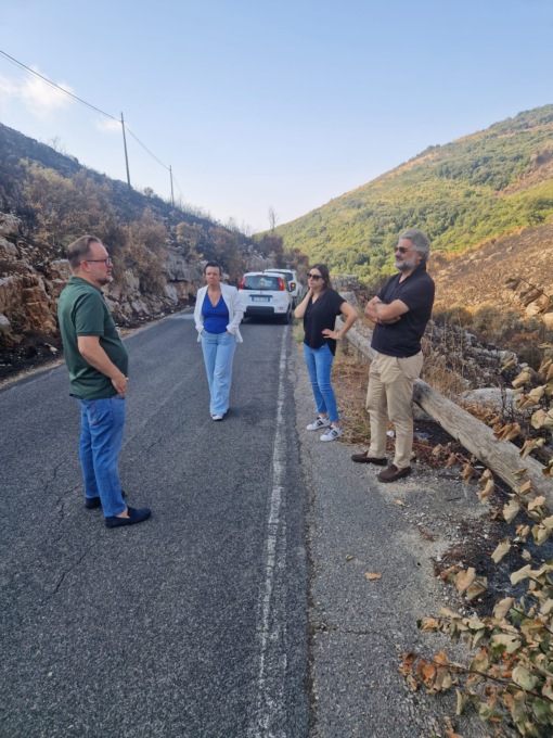 Strada Provinciale Campo Soriano, il sopralluogo dopo l’incendio della vigilia di Ferragosto
