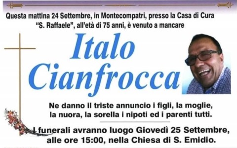 E’ morto l’ex sindaco Cianfrocca