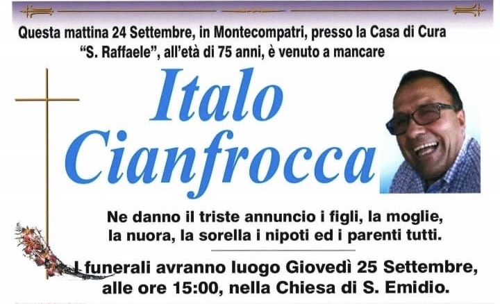 E’ morto l’ex sindaco Cianfrocca