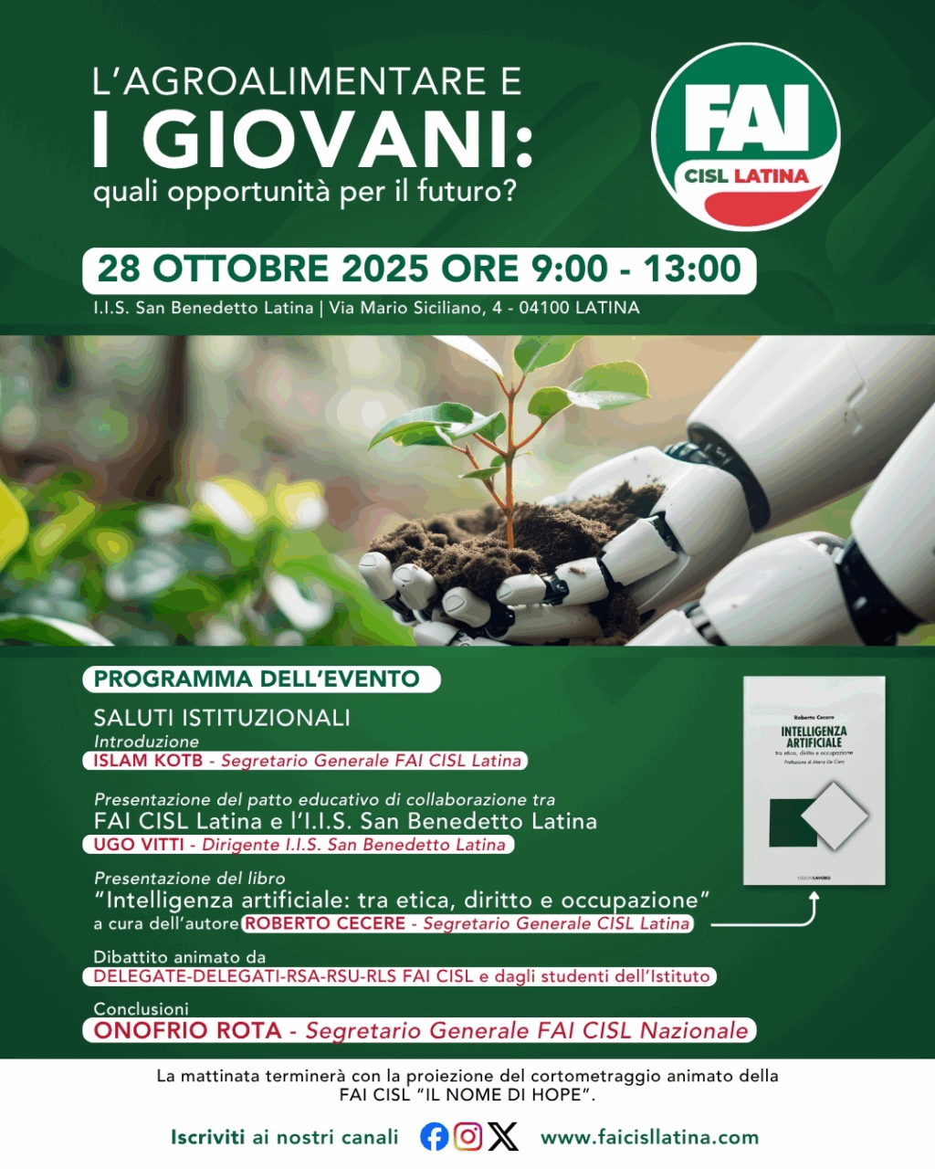 L’agroalimentare e i giovani, l’evento della Fai Cisl all’istituto San Benedetto