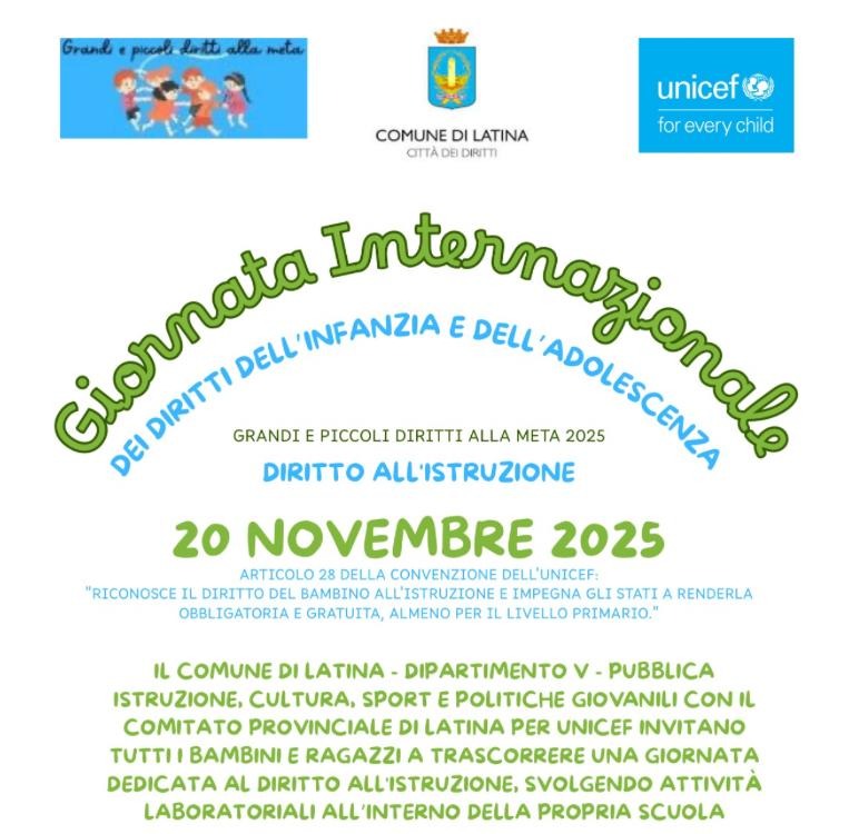 Grandi e piccoli diritti alla meta, le iniziative Comune-Unicef  per il 20 novembre prossimo