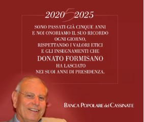 Cinque anni senza Donato Formisano, il cuore della Banca Popolare del Cassinate