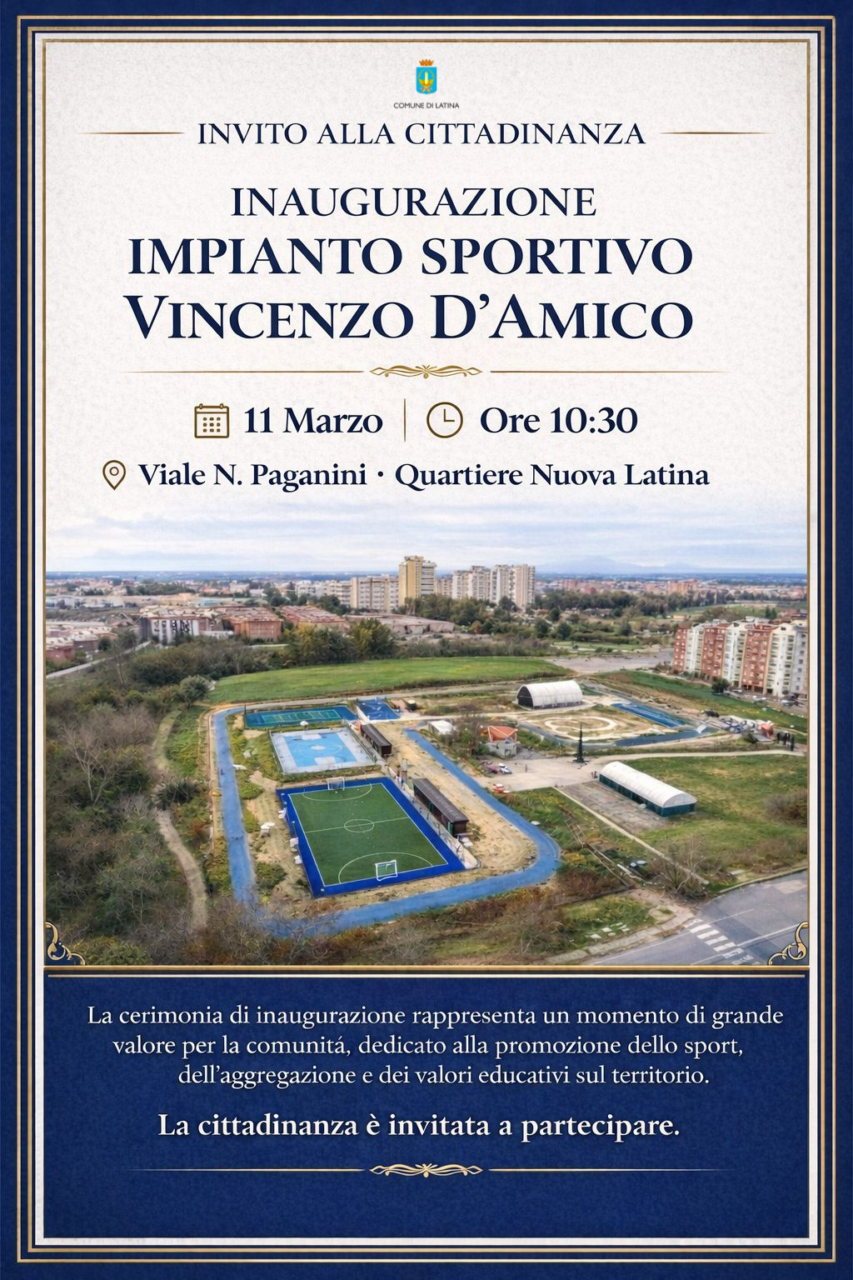 Cerimonia d’inaugurazione dell’impianto sportivo “Vincenzo D’Amico”