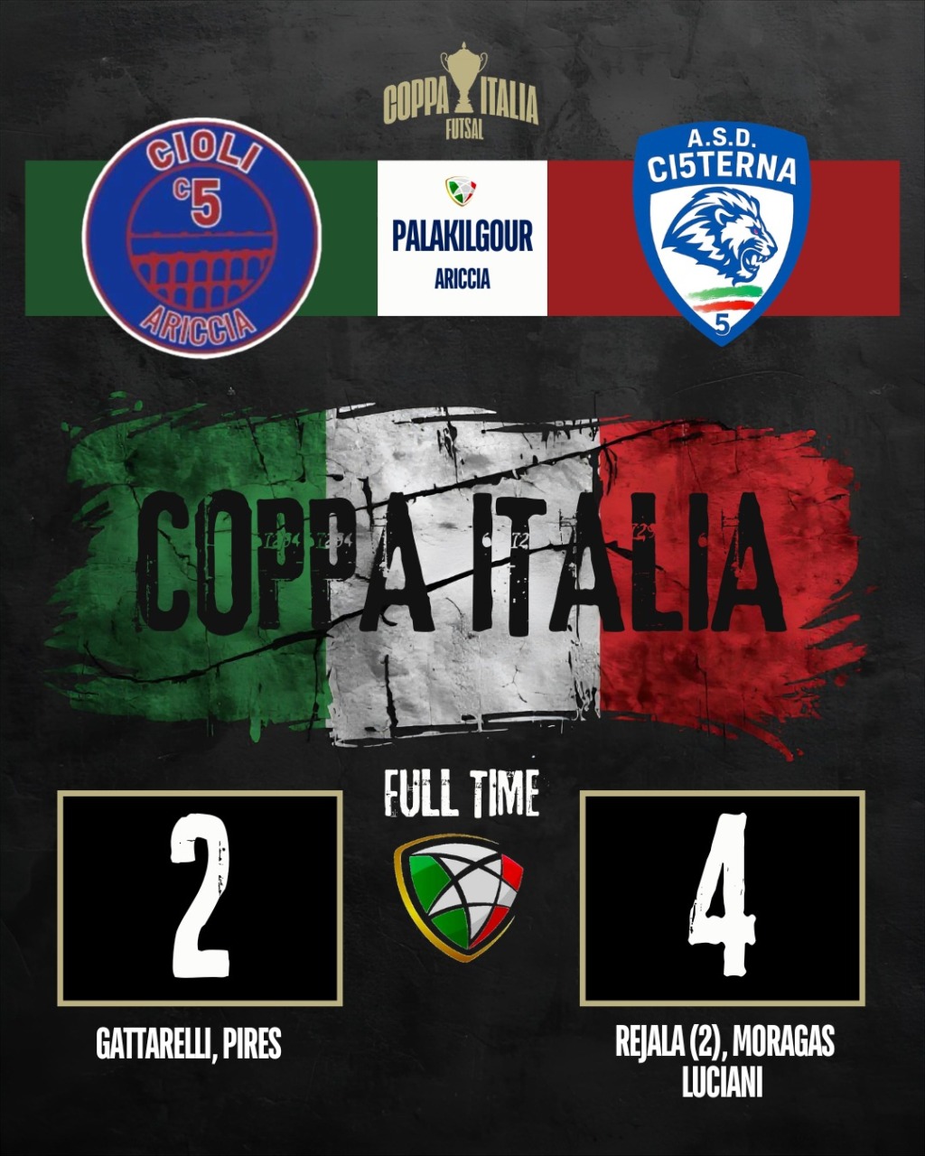 Coppa Italia, Cisterna avanti contro il Cioli Ariccia. Ora il derby contro il Formia