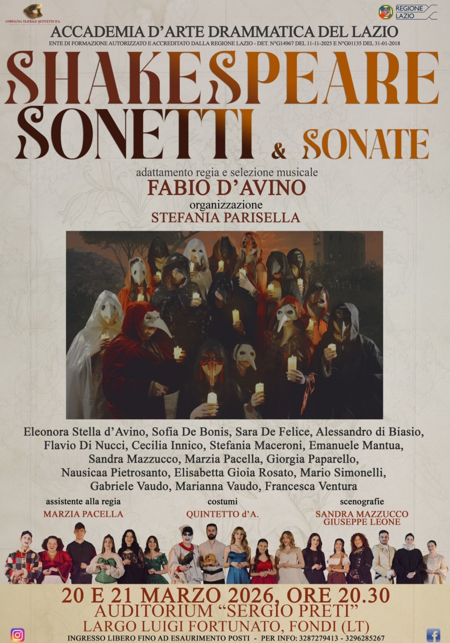 Fondi, lungo week end con il Teatro dell’Accademia d’Arte Drammatica