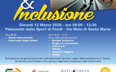 Sport&Inclusione, il 12 marzo un grande evento per i ragazzi