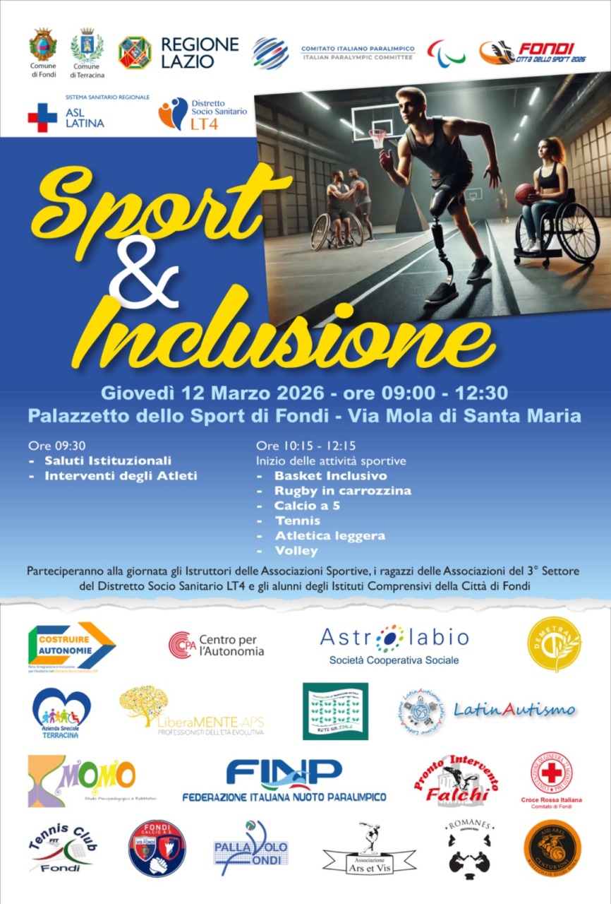 Sport&Inclusione, il 12 marzo un grande evento per i ragazzi