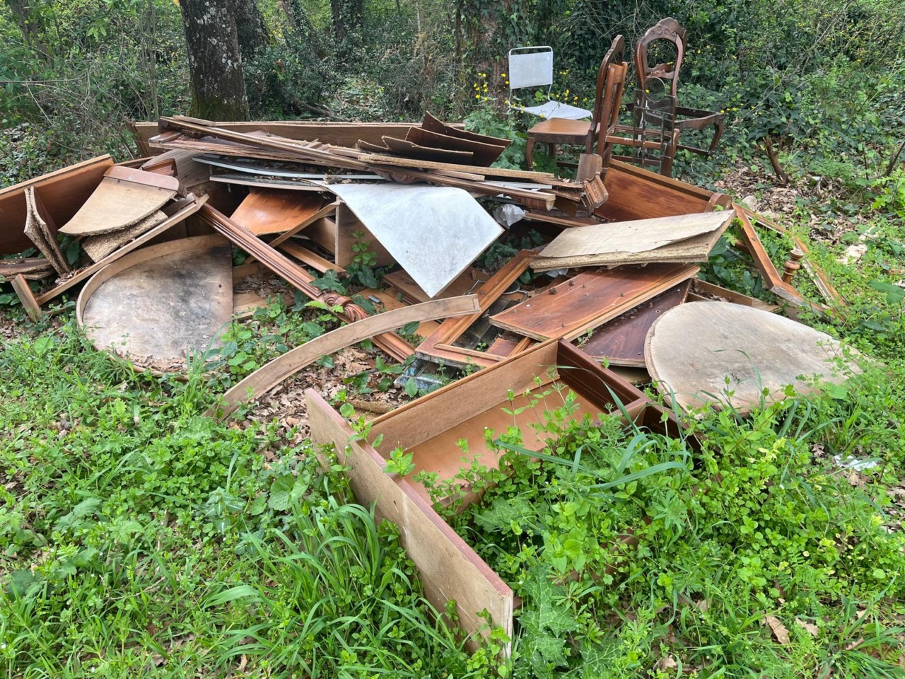 Rifiuti abbandonati nel bosco del “Filetto”: intervento di Polizia locale e Cisterna Ambiente