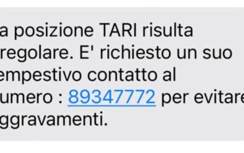 Tentata truffa con la Tari, SMS ingannevoli che segnalano false irregolarità