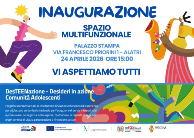 Spazio Multifunzionale per adolescenti, il 24 aprile l’inaugurazione