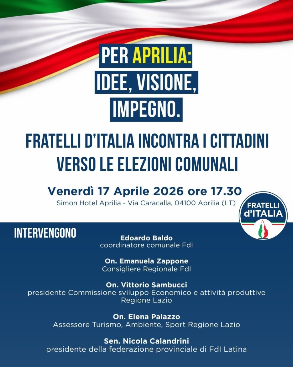 “Per Aprilia: Idee, Visione, Impegno”, il convegno organizzato da Fratelli D’Italia