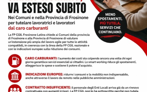 Caro carburanti, appello della FP CGIL per lo Smart Working