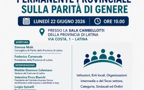 Tavolo Permanente Provinciale sulla Parità di Genere, lunedì la conferenza stampa