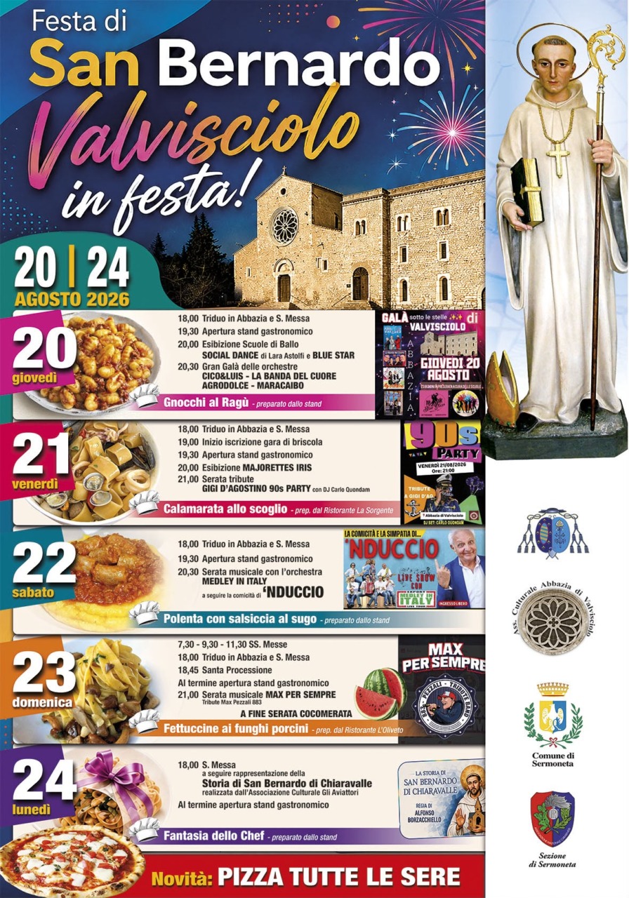 A Valvisciolo torna la Festa di San Bernardo: cinque giorni di eventi