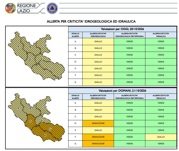 Regione, nuova allerta meteo